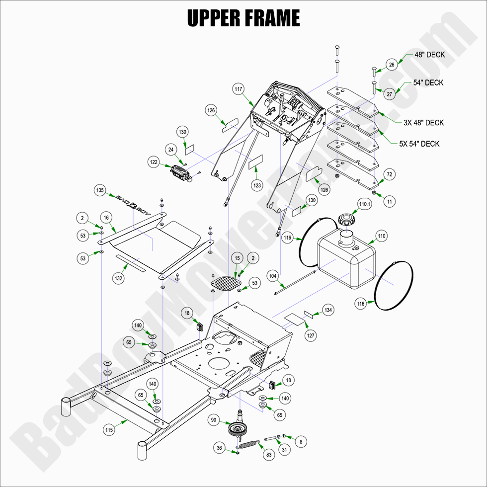 2942 - Bad Boy Mower Parts Lookup > 2022 > Walk Behind > Upper Frame